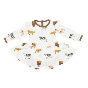 Kyte Baby Long Sleeve Twirl Bodysuit Dress in Moo